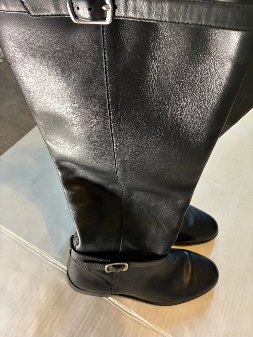 Ann Taylor Black Over-the-Knee Leather Boots